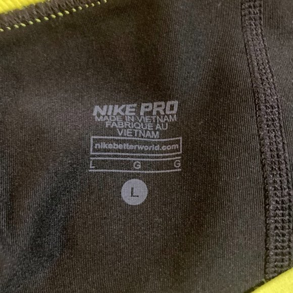 Nike Pro Compression Shorts Women's Size Large L Black Volt Yellow - Picture 3 of 9